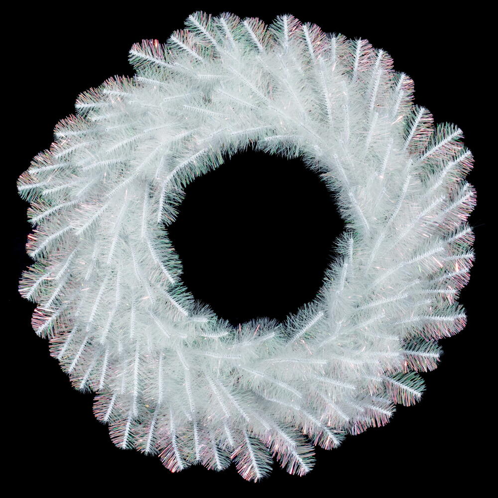 Vickerman White Iridescent Artificial Wreath