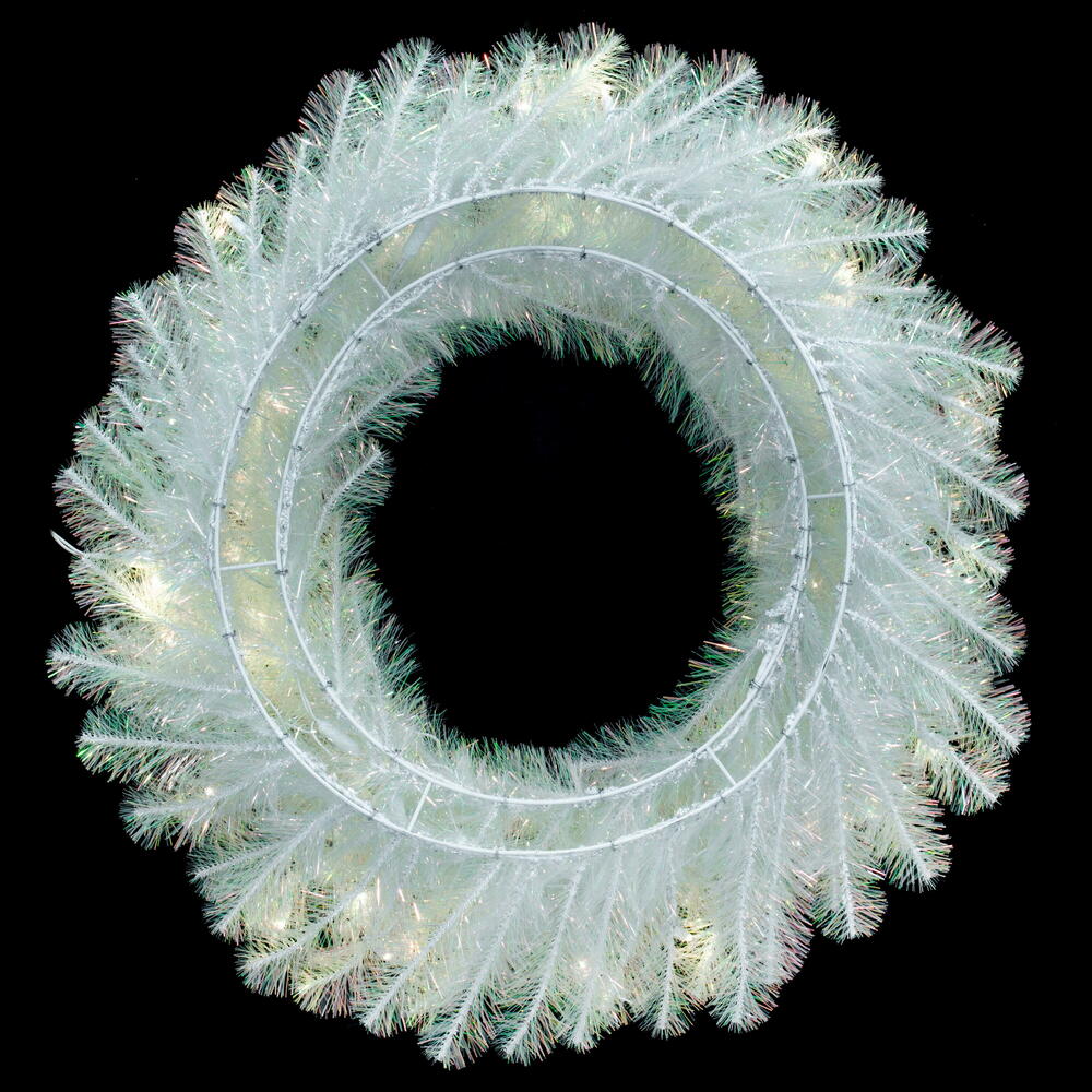 Vickerman White Iridescent Artificial Wreath