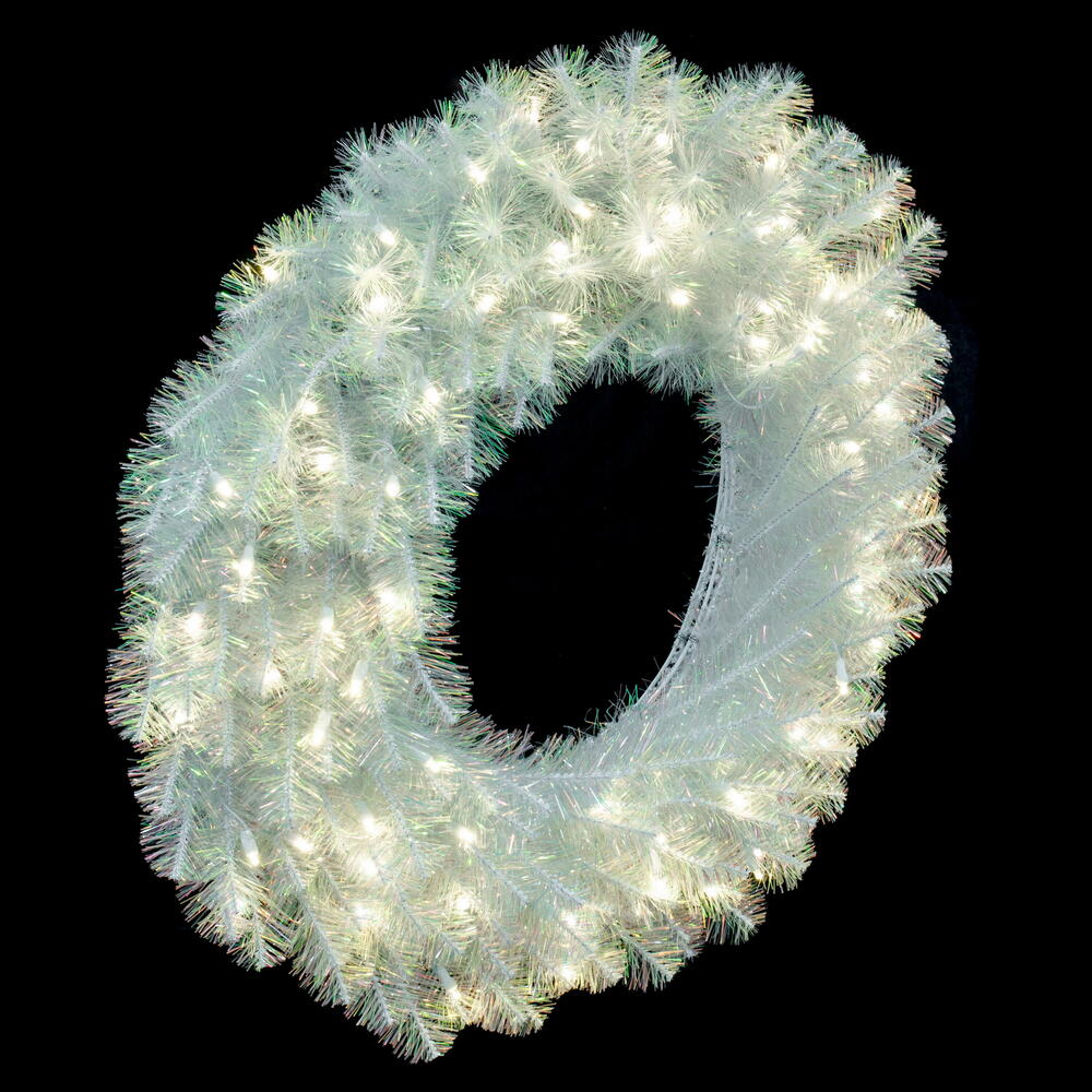 Vickerman White Iridescent Artificial Wreath