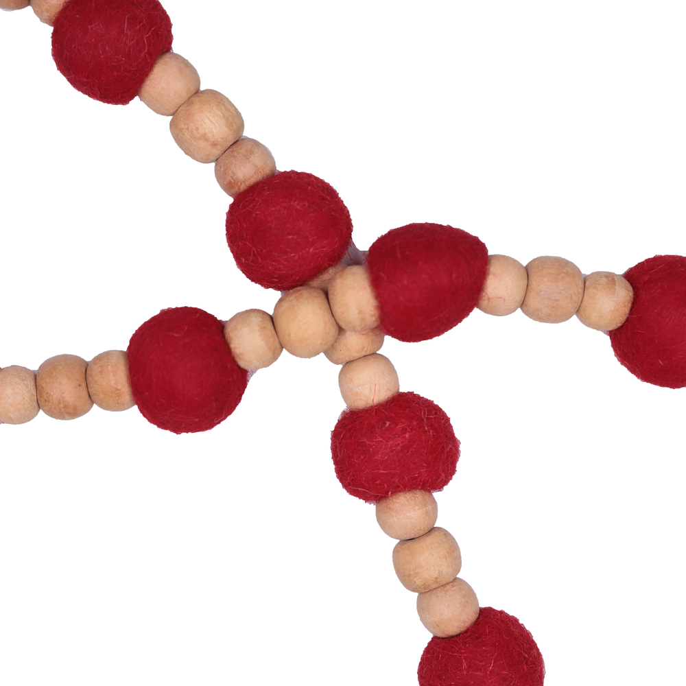 Vickerman Wood and Felt Pom Pom Garland