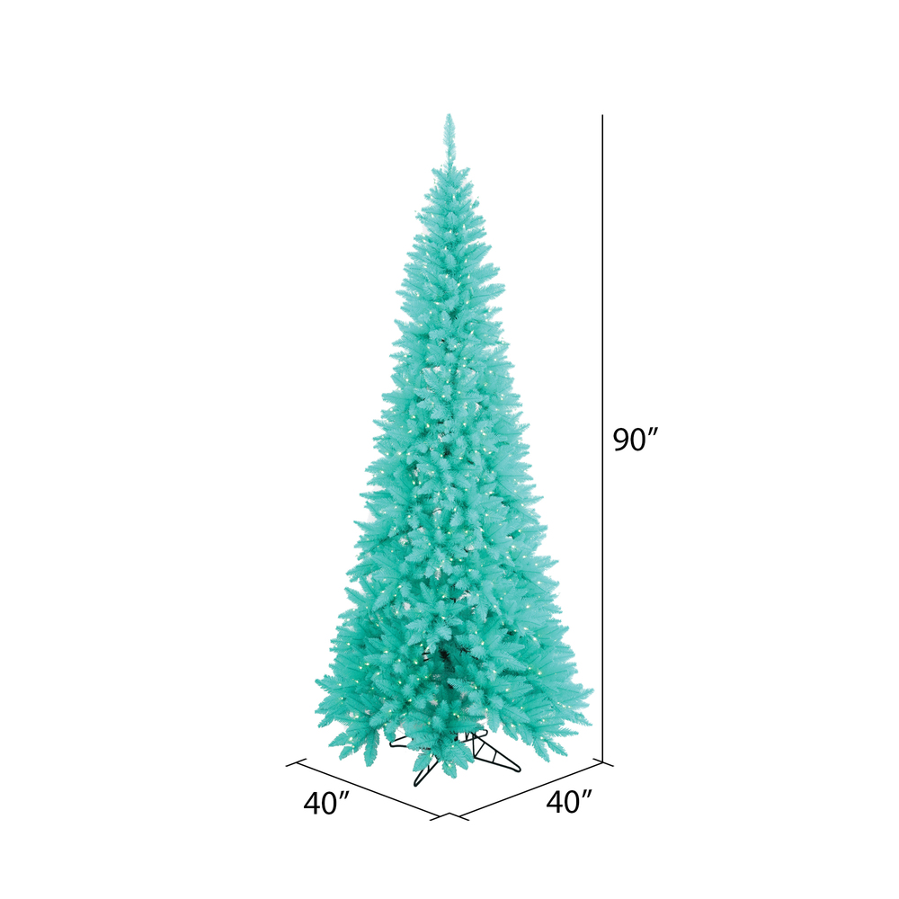 Vickerman Aqua Fir Slim Christmas Artificial Tree Dura-Lit