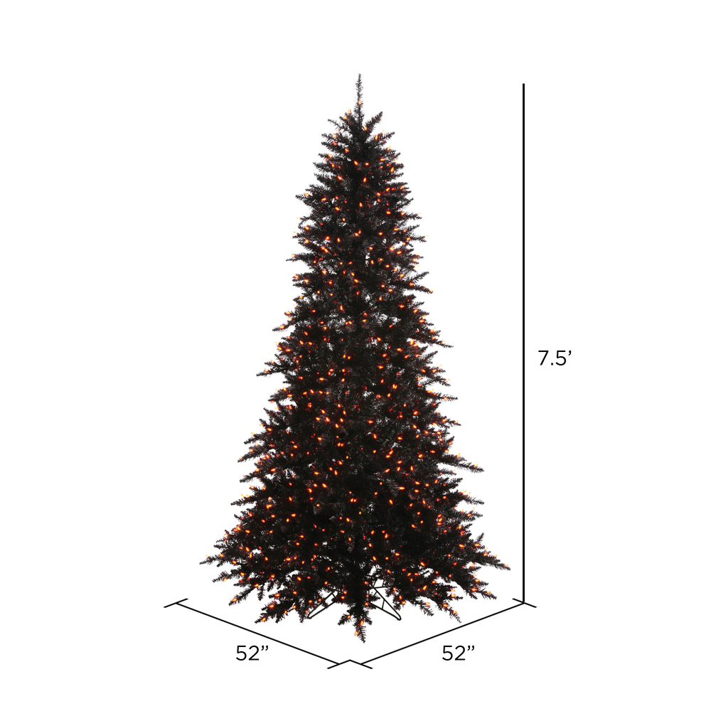 Vickerman Black Fir with Orange Lights Artificial Christmas Tree