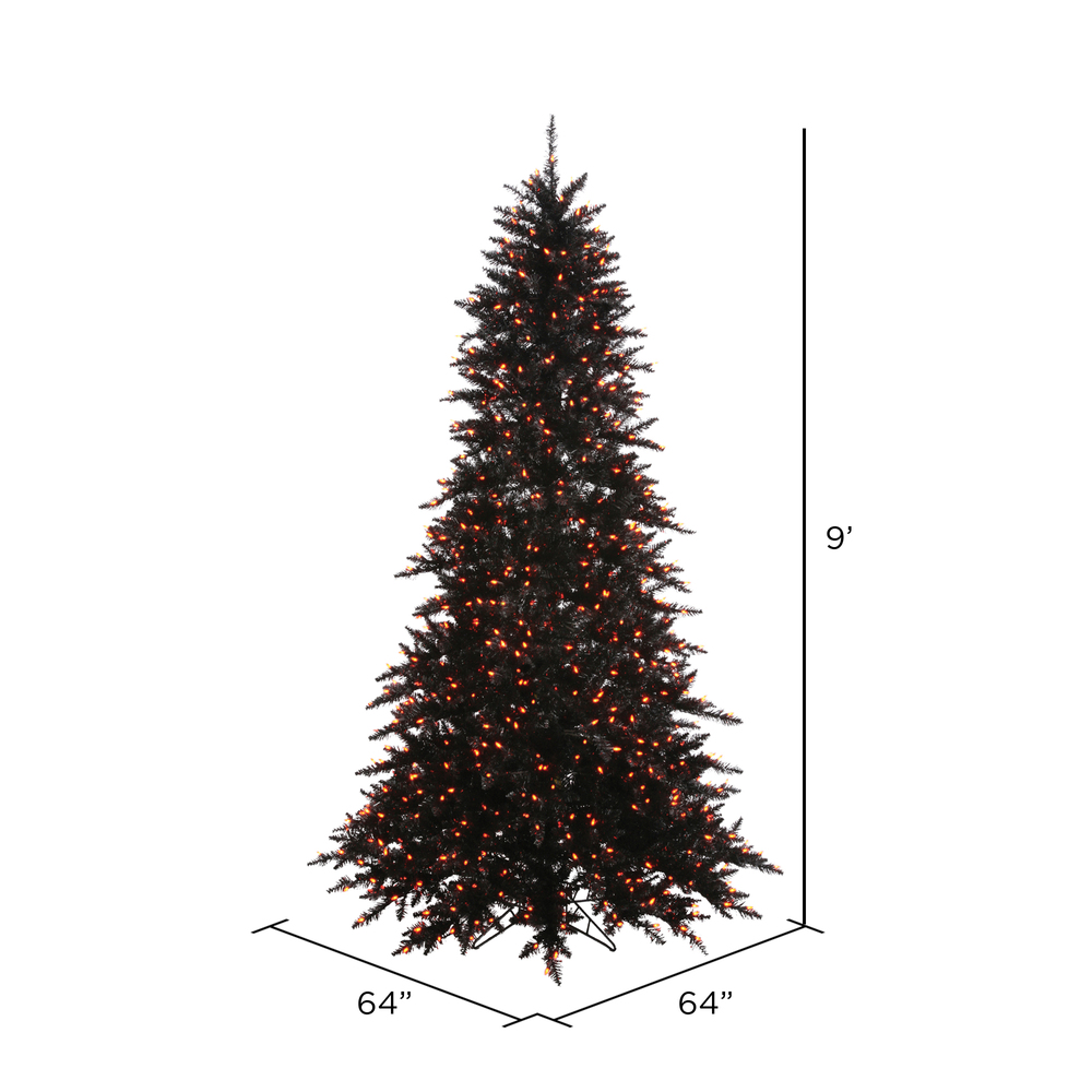 Vickerman Black Fir with Orange Lights Artificial Christmas Tree