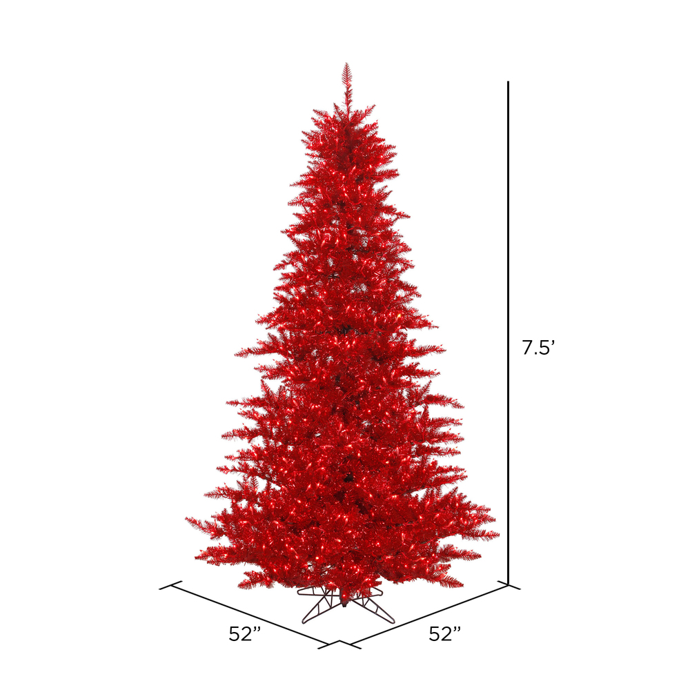 Vickerman Red Tinsel Fir Artificial Christmas Tree