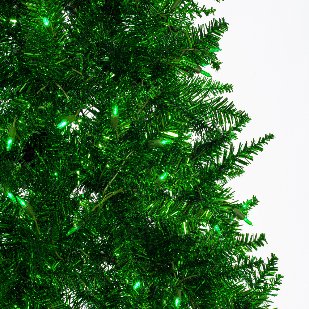 Vickerman Green Tinsel Fir Slim Artificial Christmas Tree