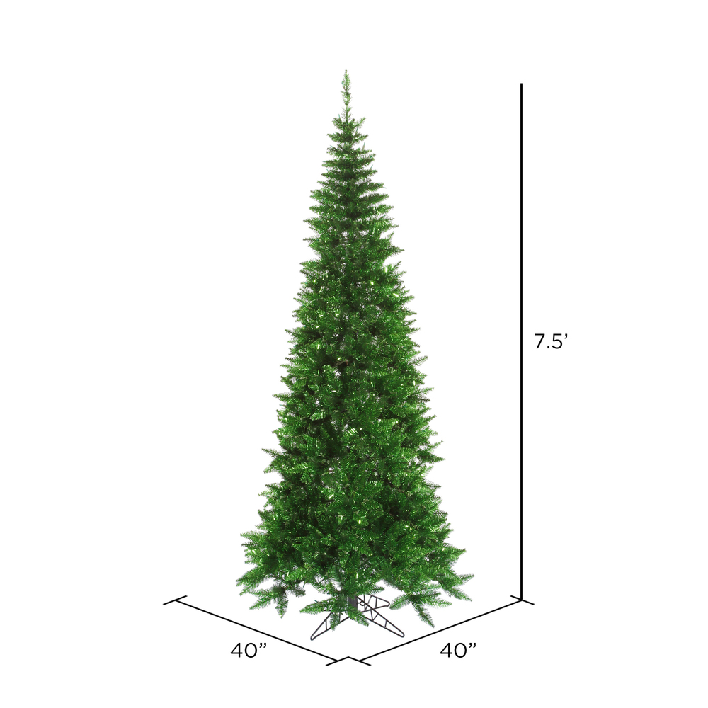 Vickerman Green Tinsel Fir Slim Artificial Christmas Tree