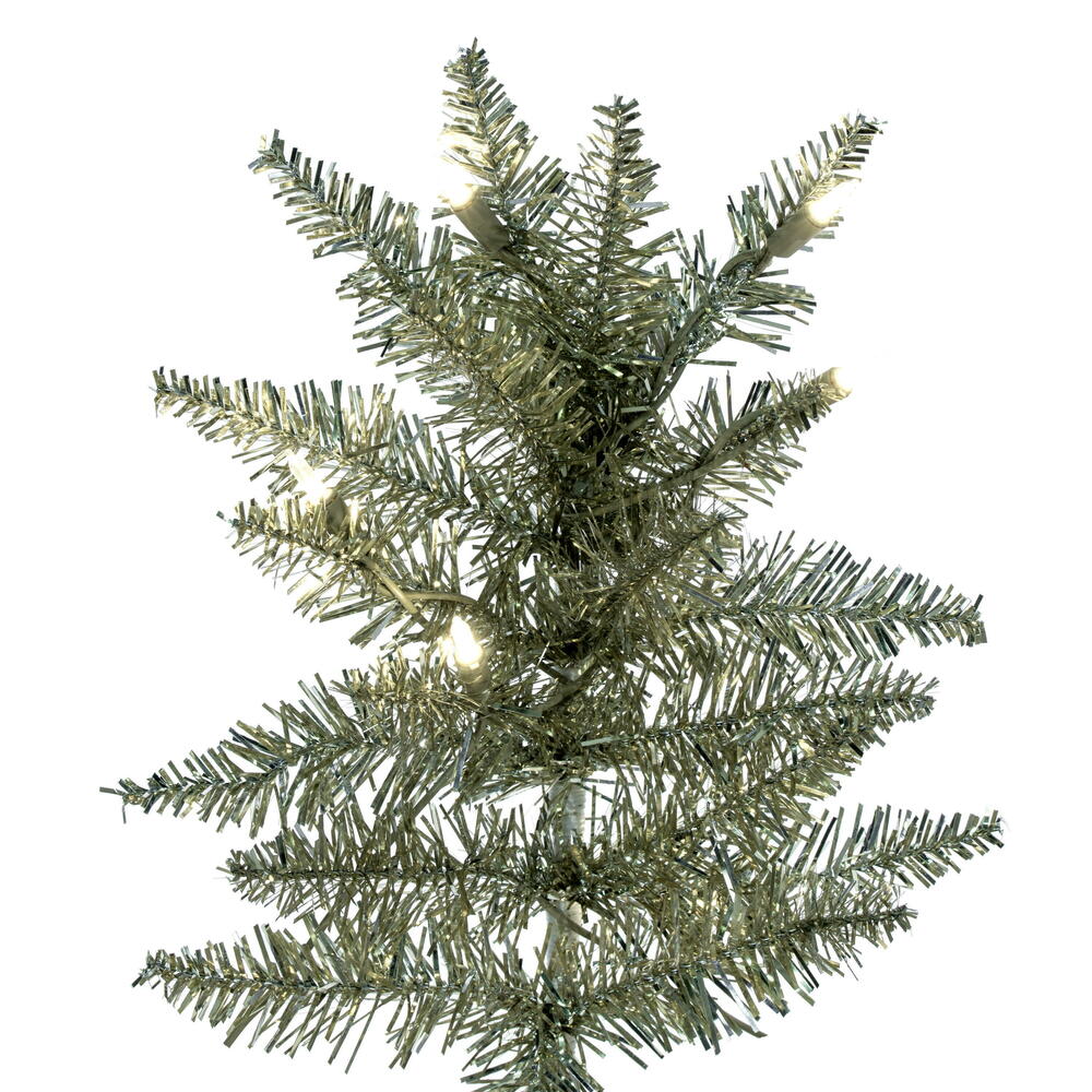Vickerman Champagne Tinsel Fir Slim Artificial Christmas Tree