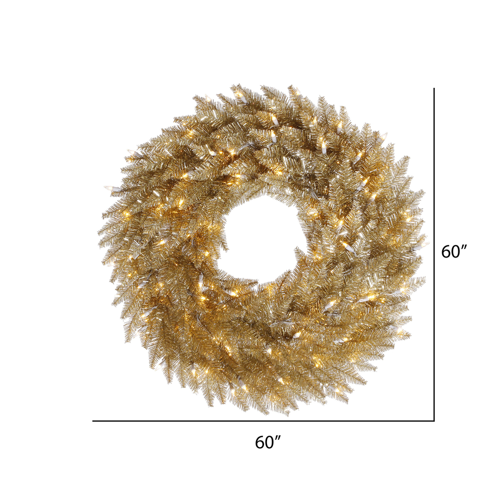 Vickerman Champagne Artificial Christmas Wreath Dura-Lit
