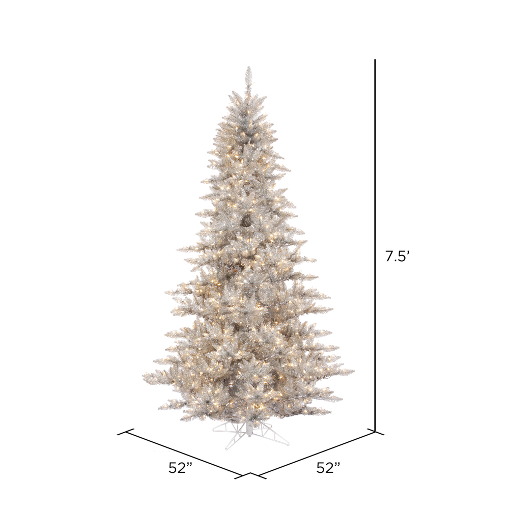 Vickerman Silver Tinsel Fir Artificial Christmas Tree