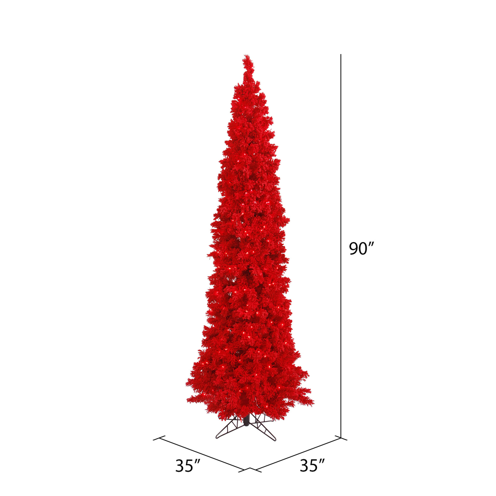 Vickerman Flocked Red Pencil Fir Artificial Christmas Tree