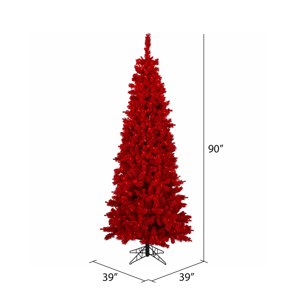Vickerman Flocked Red Fir Artificial Christmas Tree