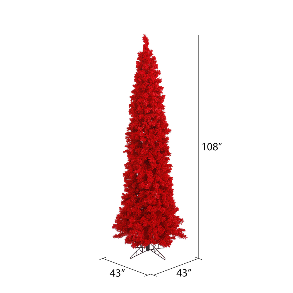 Vickerman Flocked Red Pencil Fir Artificial Christmas Tree