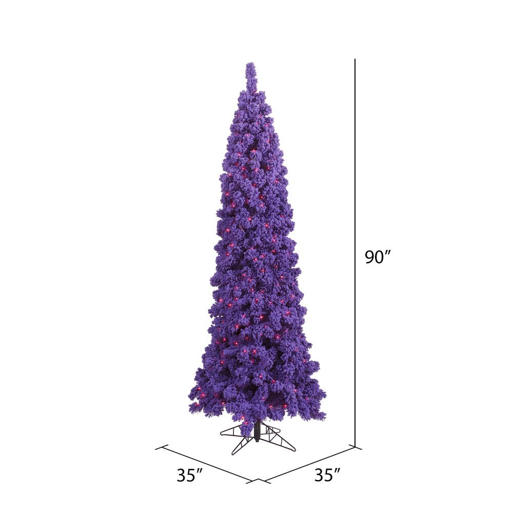 Vickerman Flocked Purple Pencil Fir Artificial Christmas Tree