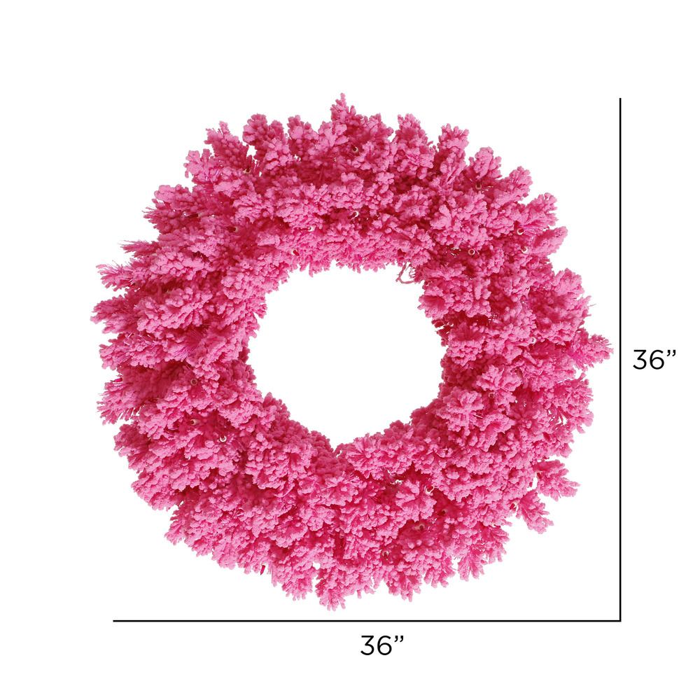 Vickerman Flocked Pink Artificial Christmas Wreath
