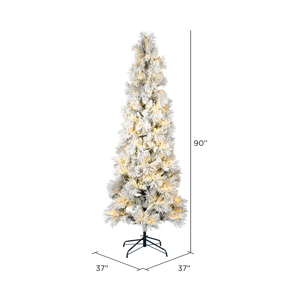 Vickerman Flocked Atka Pine Pencil Artificial Christmas Tree