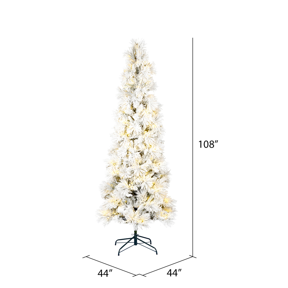 Vickerman Flocked Atka Pine Artificial Christmas Tree 3MM Warm White