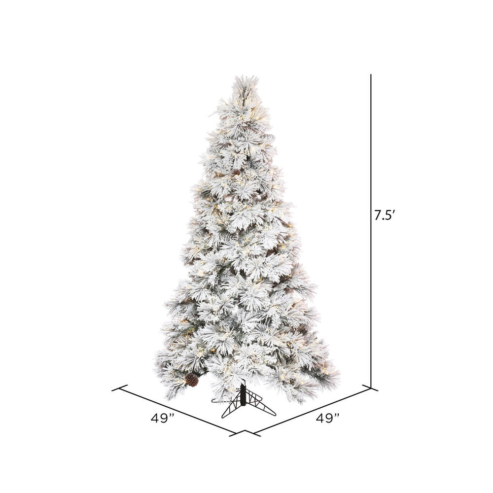 Vickerman Flocked Atka Slim Pine Artificial Christmas Tree
