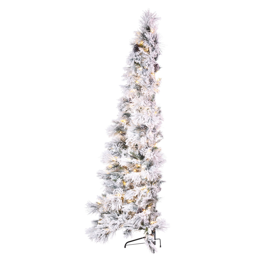 Vickerman Flocked Atka Slim Artificial Christmas Half Tree