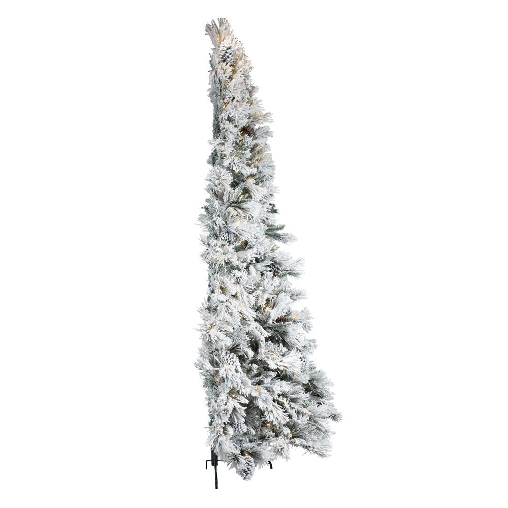Vickerman Flocked Atka Slim Artificial Christmas Half Tree