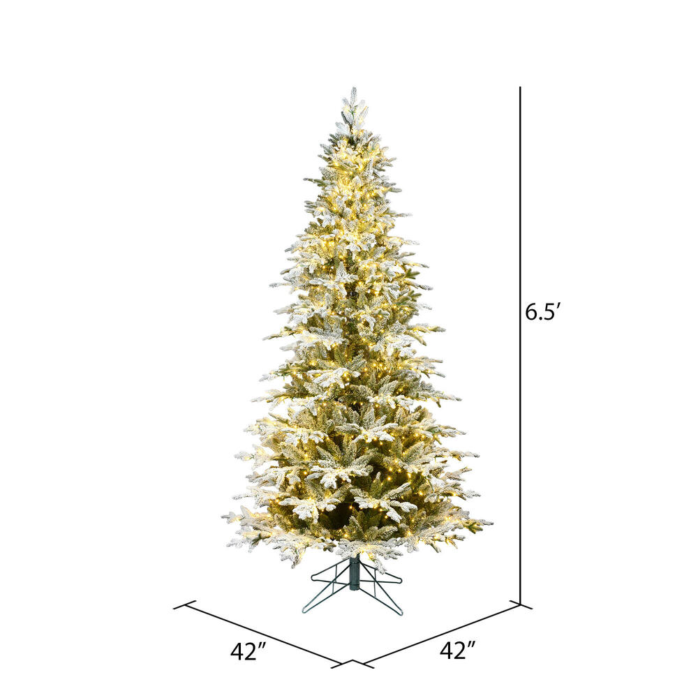 Vickerman Flocked Kamas Fraiser Fir Slim Artificial Christmas Tree 3MM Warm White