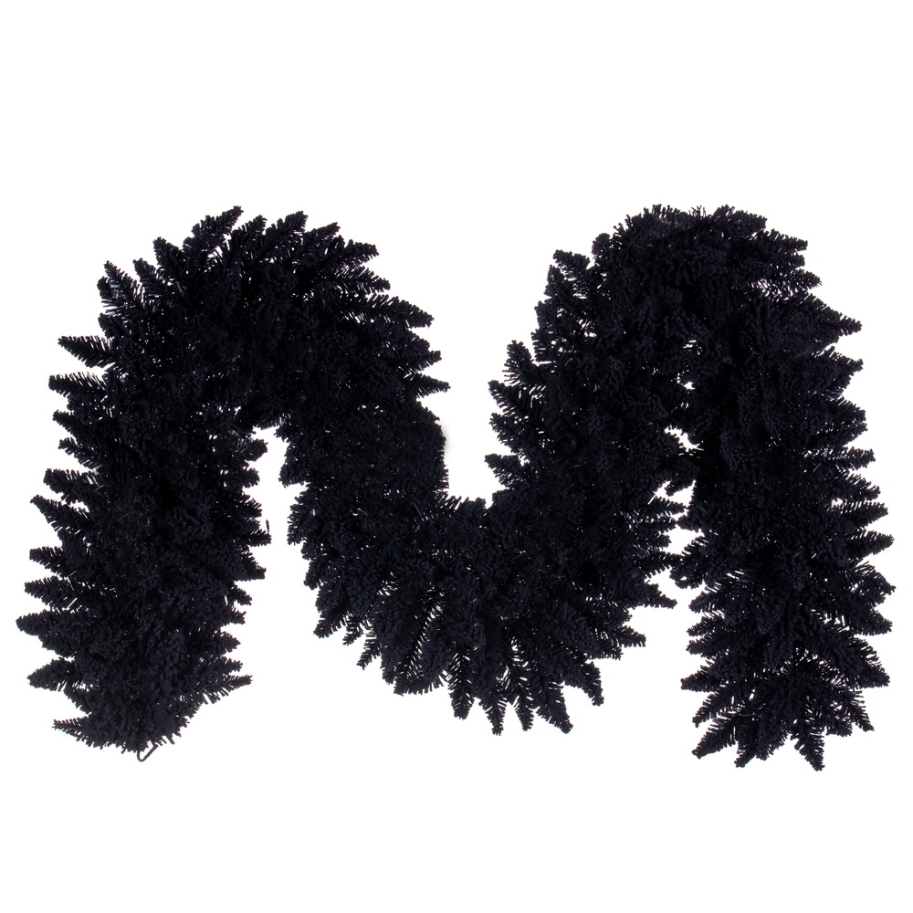 Vickerman Artifical Flocked Black Fir Garland