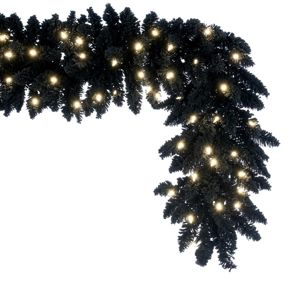Vickerman Artifical Flocked Black Fir Garland