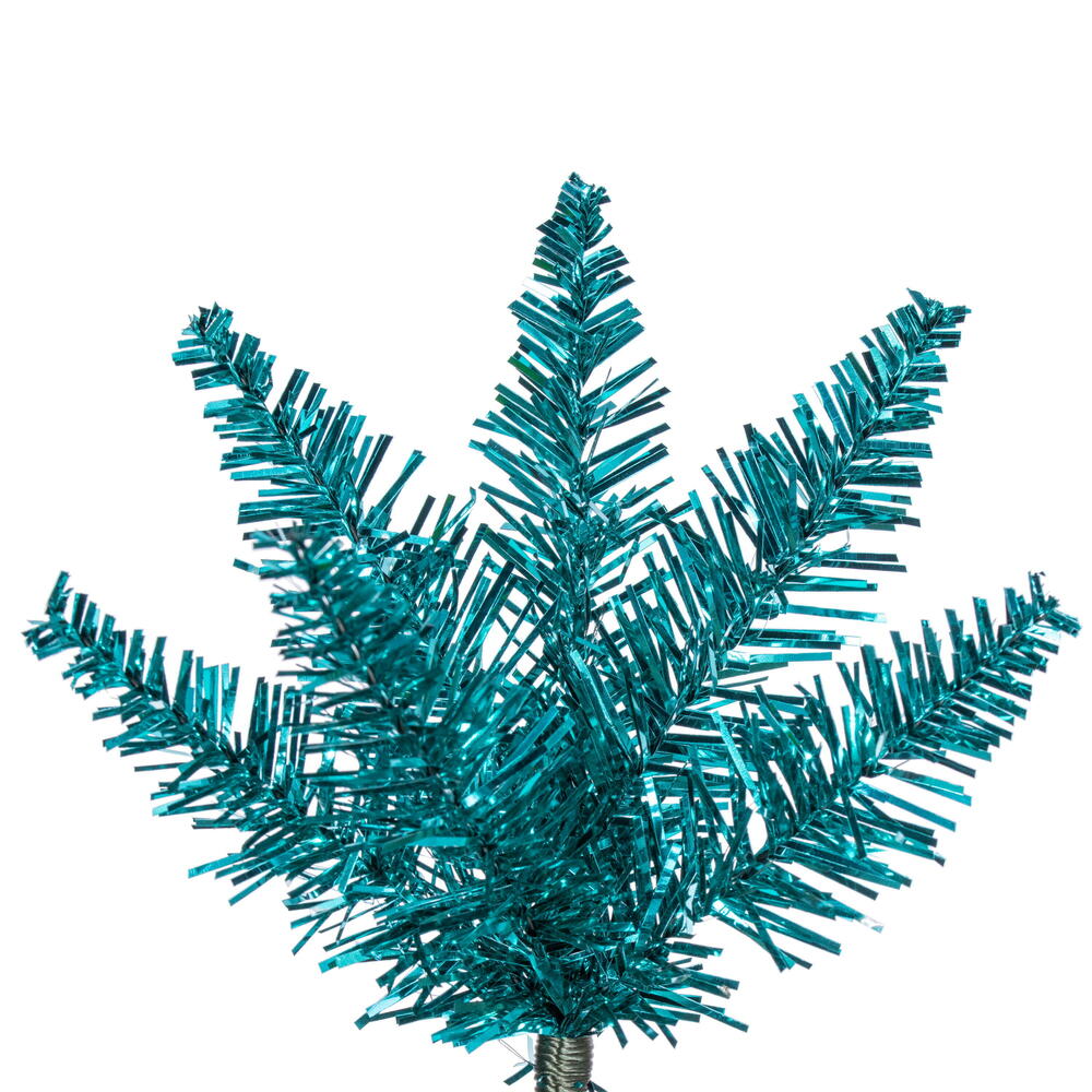 Vickerman Aqua Tinsel Pencil Artificial Christmas Tree