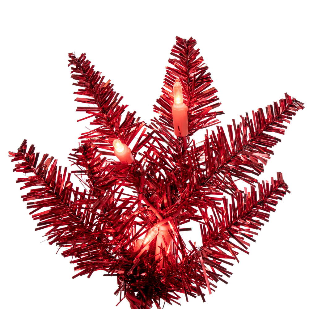 Vickerman Red Tinsel Pencil Artificial Christmas Tree