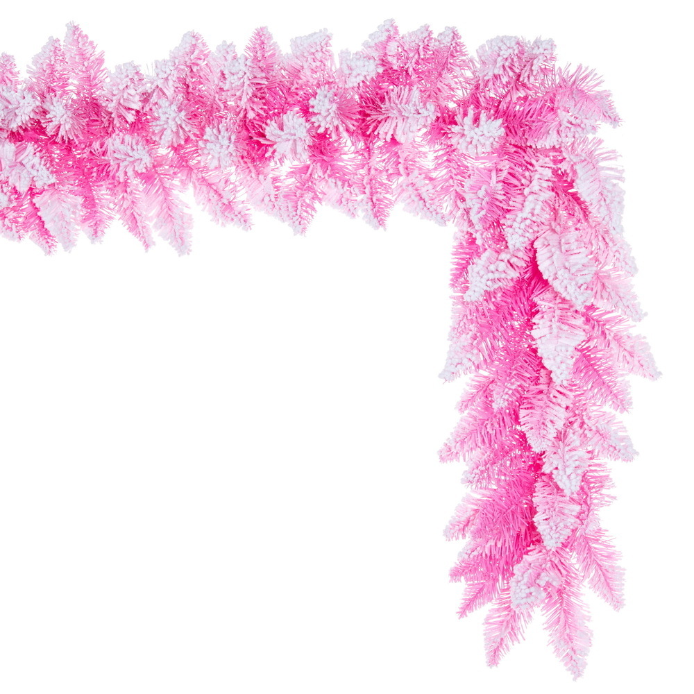 Vickerman 9' x 12" Flocked Pink Pencil Fir Artificial Garland