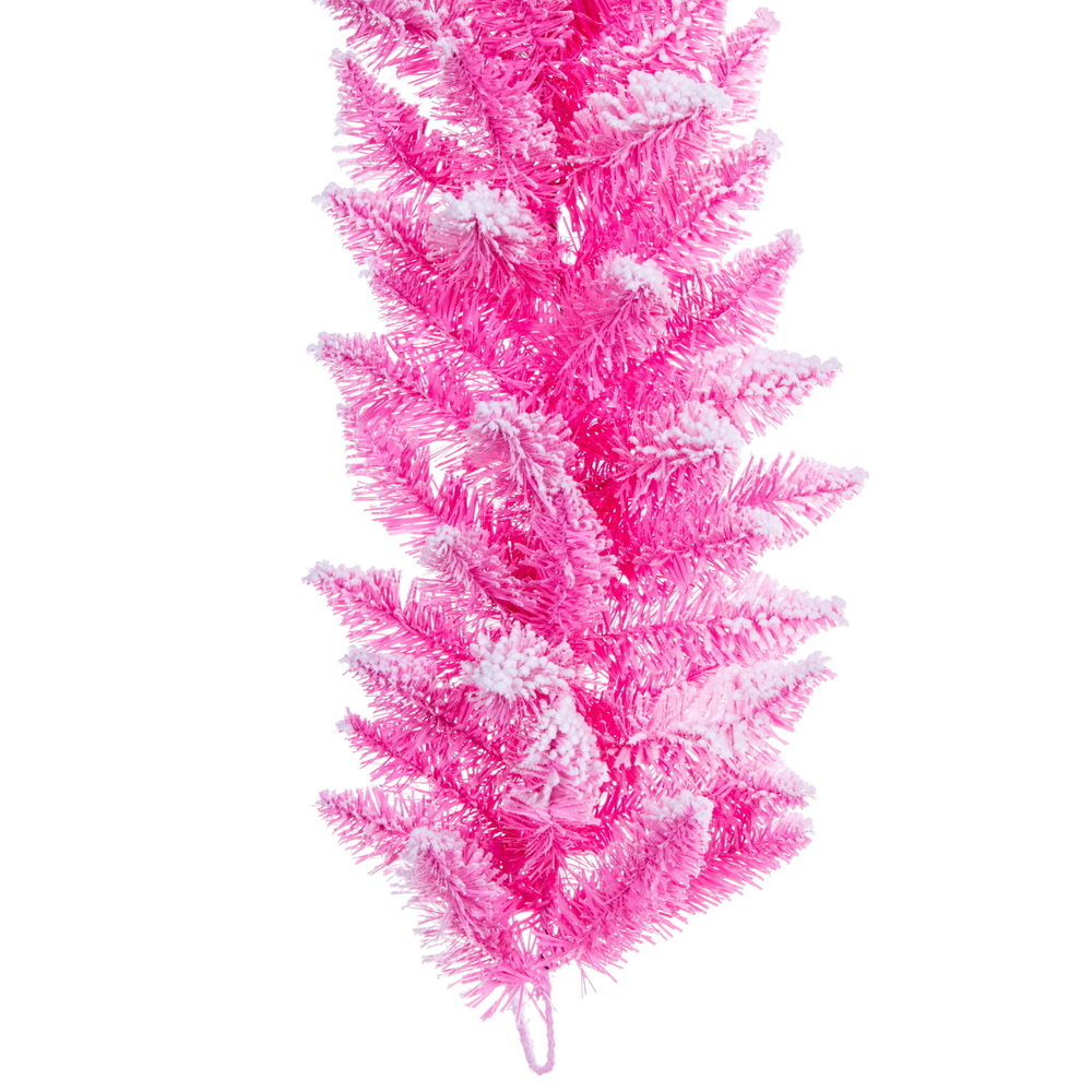 Vickerman 9' x 12" Flocked Pink Pencil Fir Artificial Garland