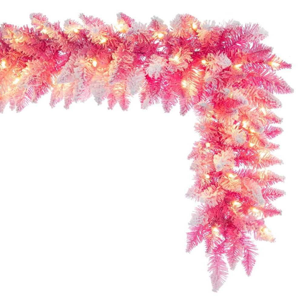 Vickerman 9' x 12" Flocked Pink Pencil Fir Artificial Garland