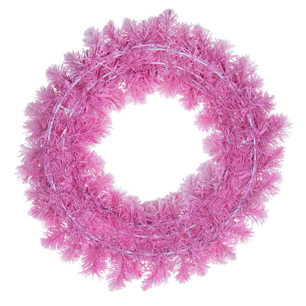 Vickerman Flocked Pink Pencil Fir Artificial Wreath