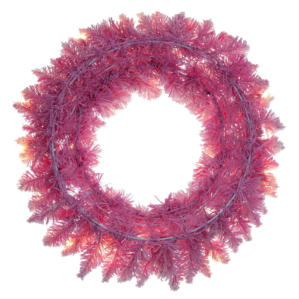 Vickerman Flocked Pink Pencil Fir Artificial Wreath