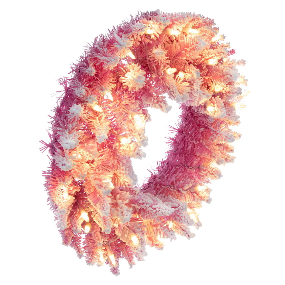 Vickerman Flocked Pink Pencil Fir Artificial Wreath