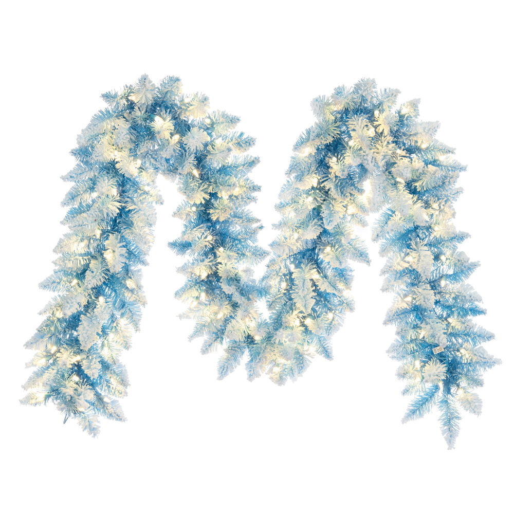 Vickerman 9' x 12" Flocked Baby Blue Pencil Fir Artificial Garland