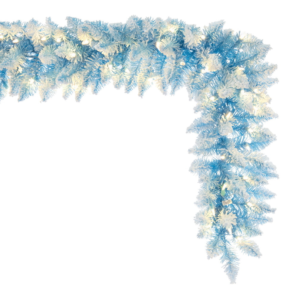 Vickerman 9' x 12" Flocked Baby Blue Pencil Fir Artificial Garland