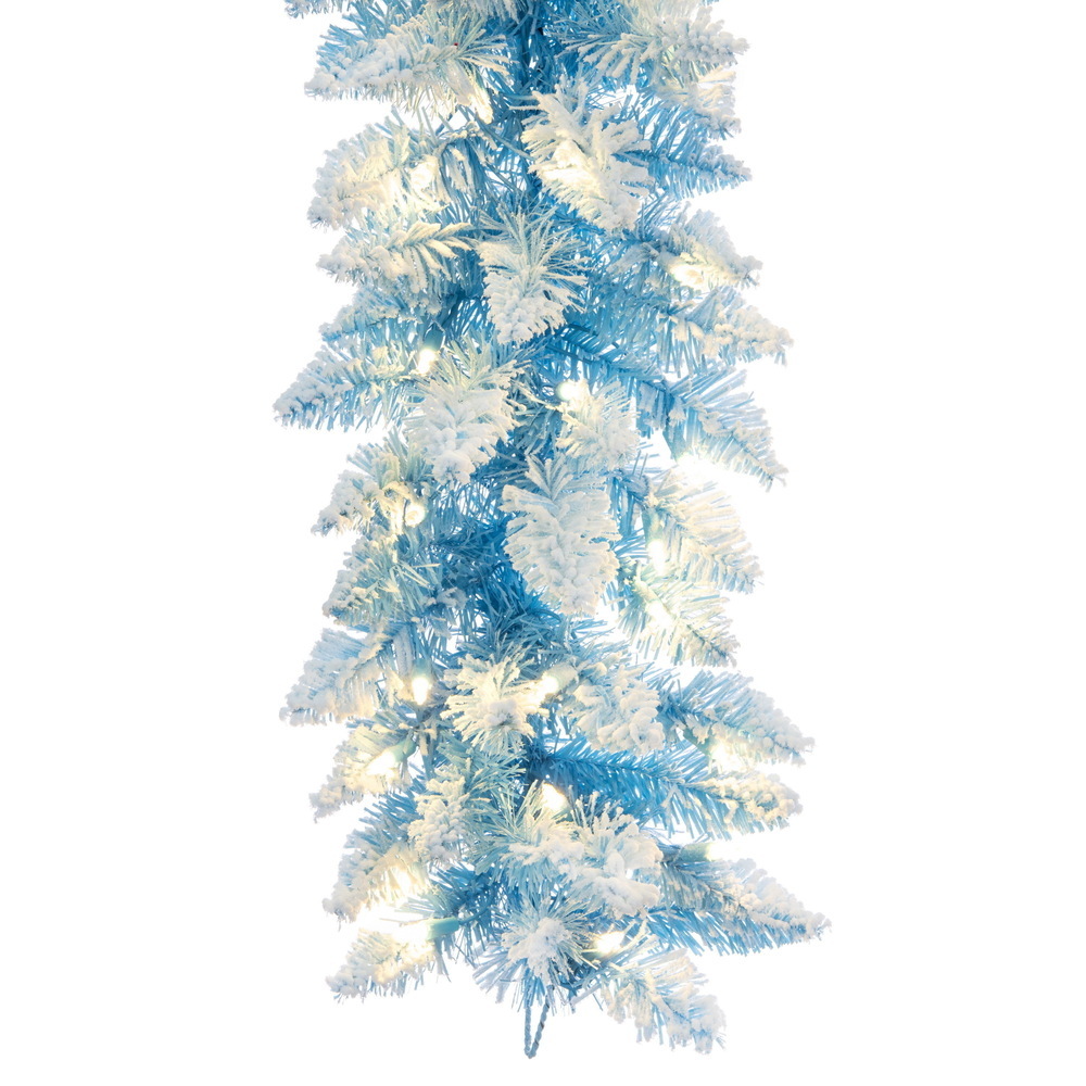 Vickerman 9' x 12" Flocked Baby Blue Pencil Fir Artificial Garland