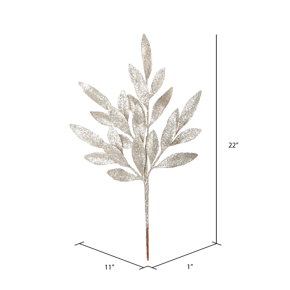 Vickerman 22" Glitter BayLeaf Artificial Christmas Spray
