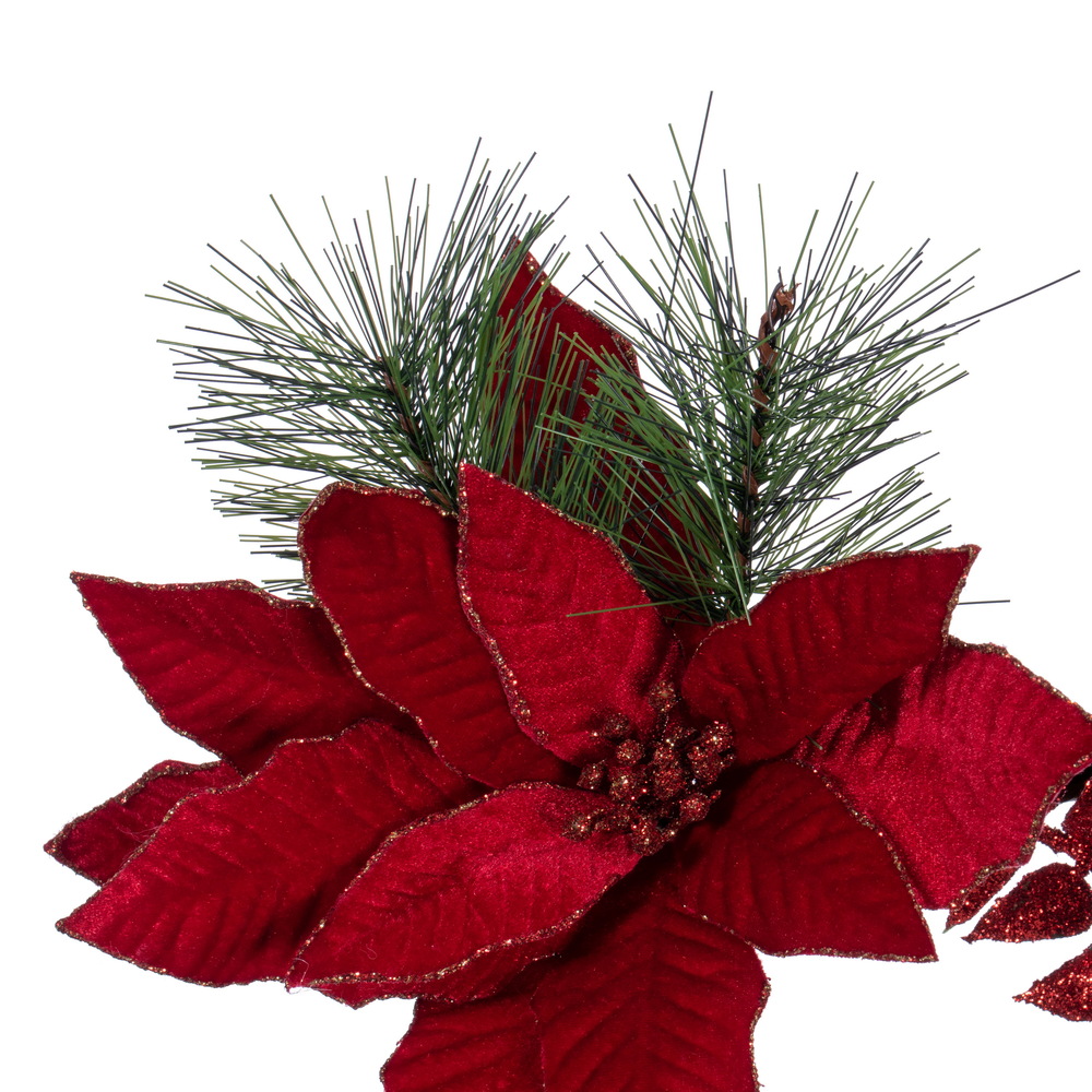 Vickerman Poinsettia Ball and Fern Decorated Wreath