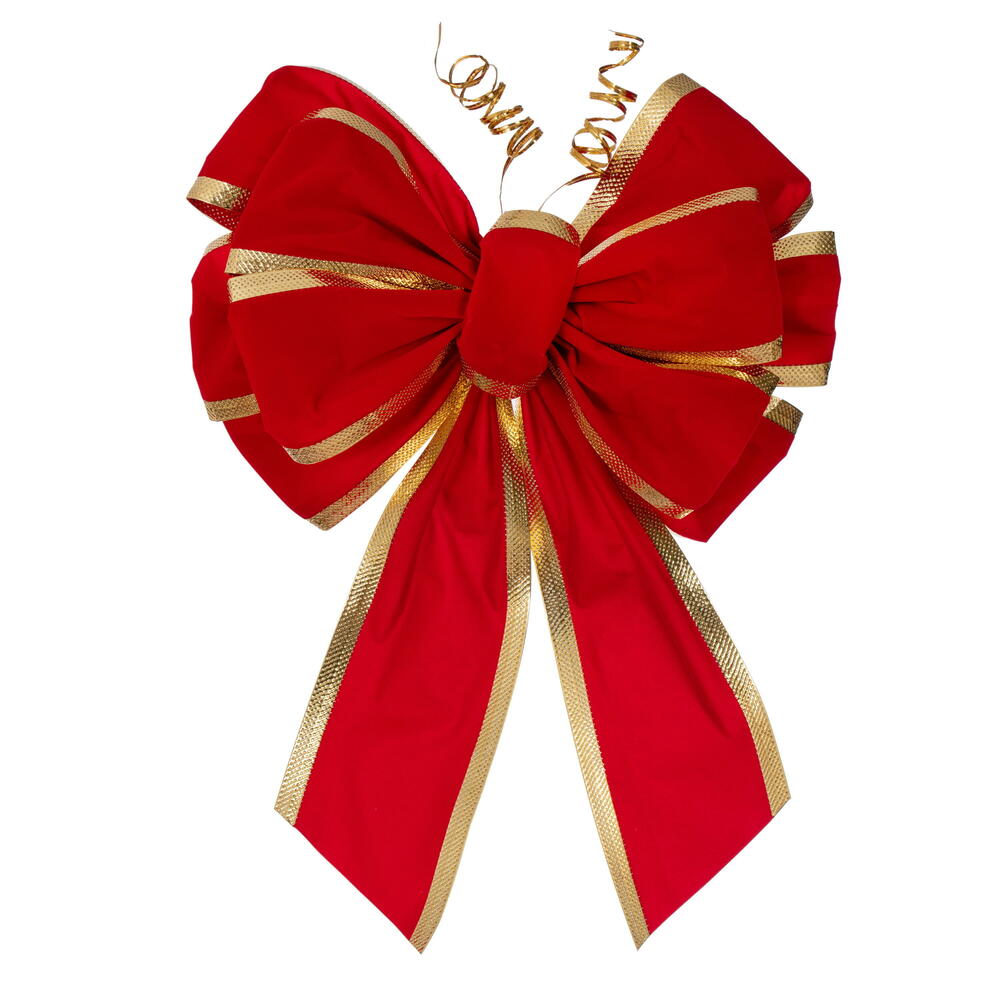 Vickerman Red Velvet-Gold Trim Hand Tied UV Bow