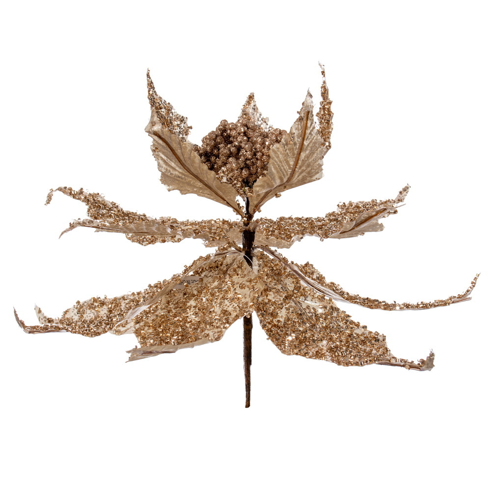 Vickerman Glitter Poinsettia Stem