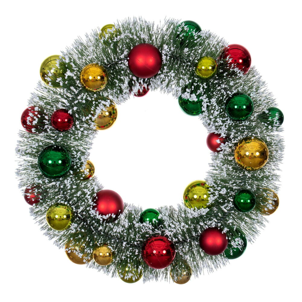 Vickerman 18" Frosted Wreath with Ball Ornaments