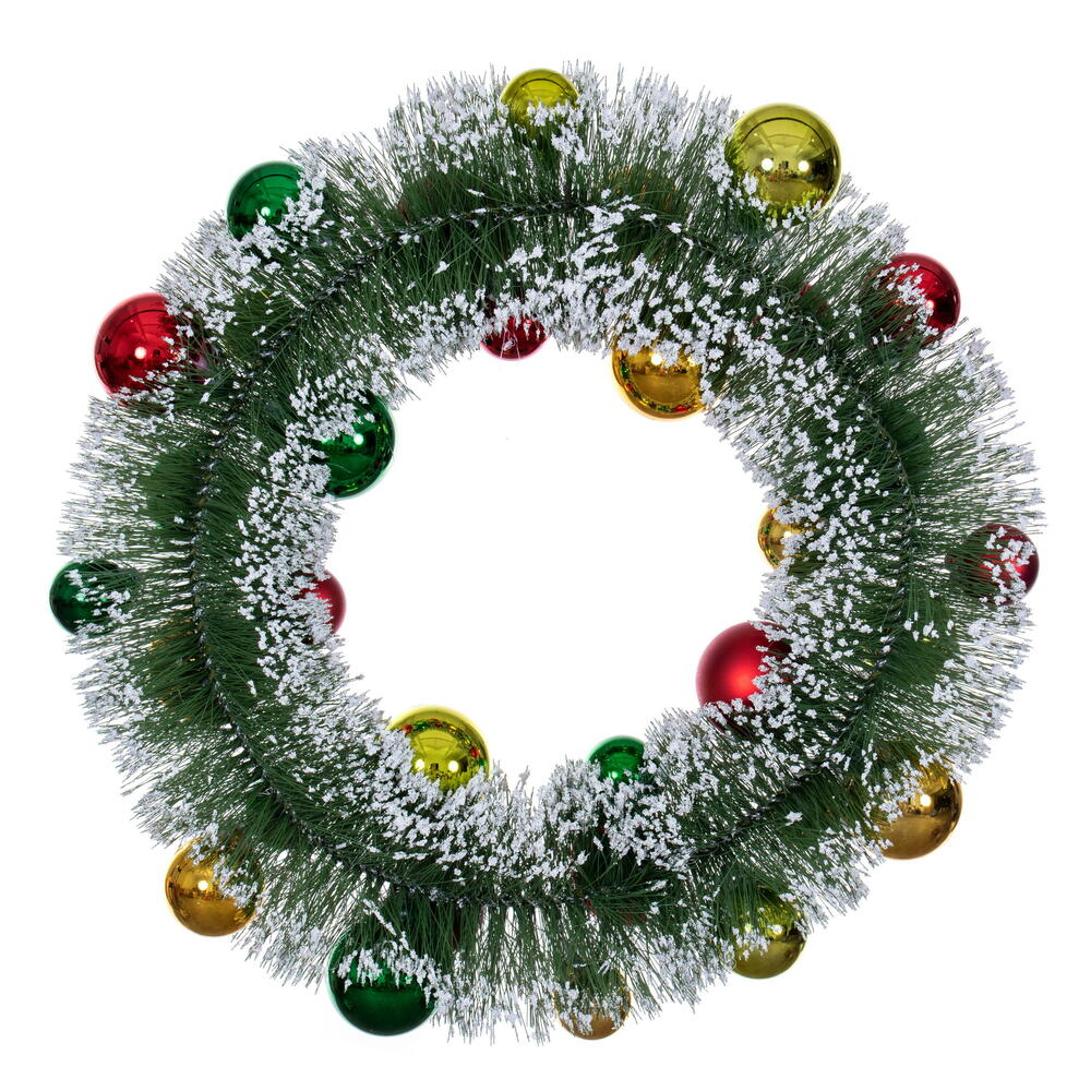 Vickerman 18" Frosted Wreath with Ball Ornaments