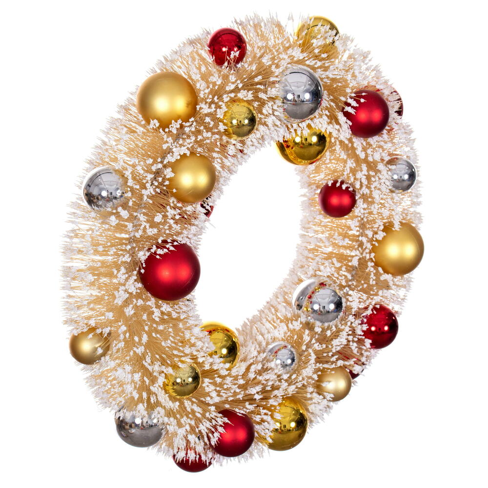 Vickerman 18" Frosted Wreath with Ball Ornaments