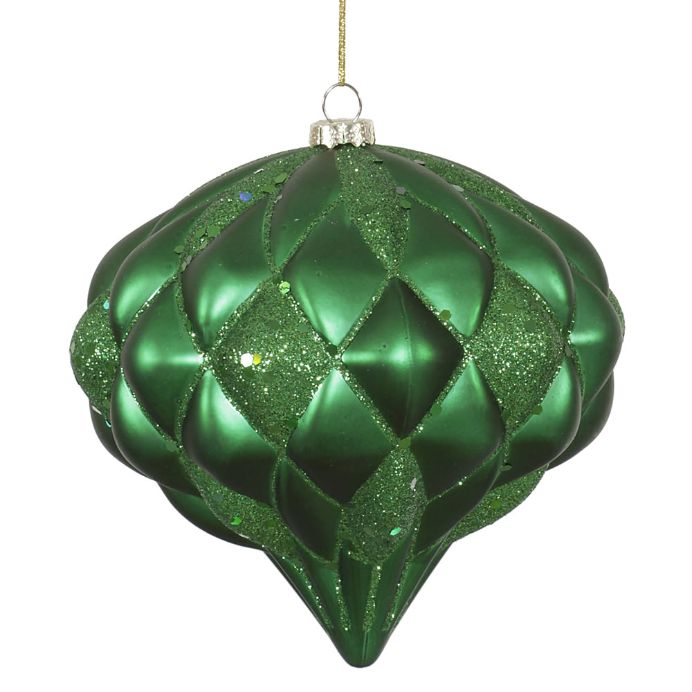 Vickerman 5.7" Matter-Glitter Diamond Onion Ornament