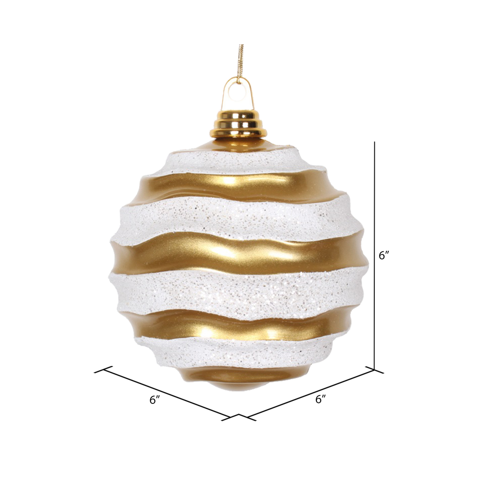 Vickerman Stripe Candy Glitter Wave Ball Christmas Ornament