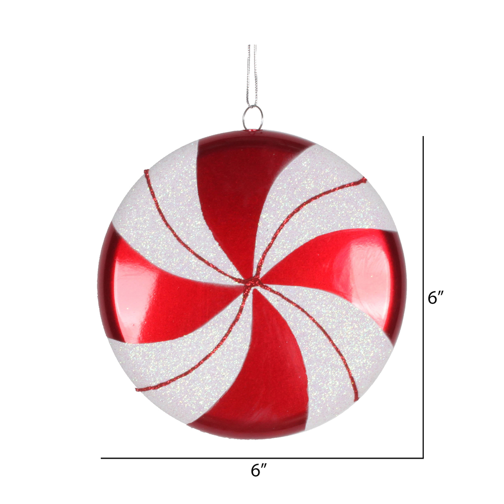 Vickerman 6" Flat Swirl Candy Ornament