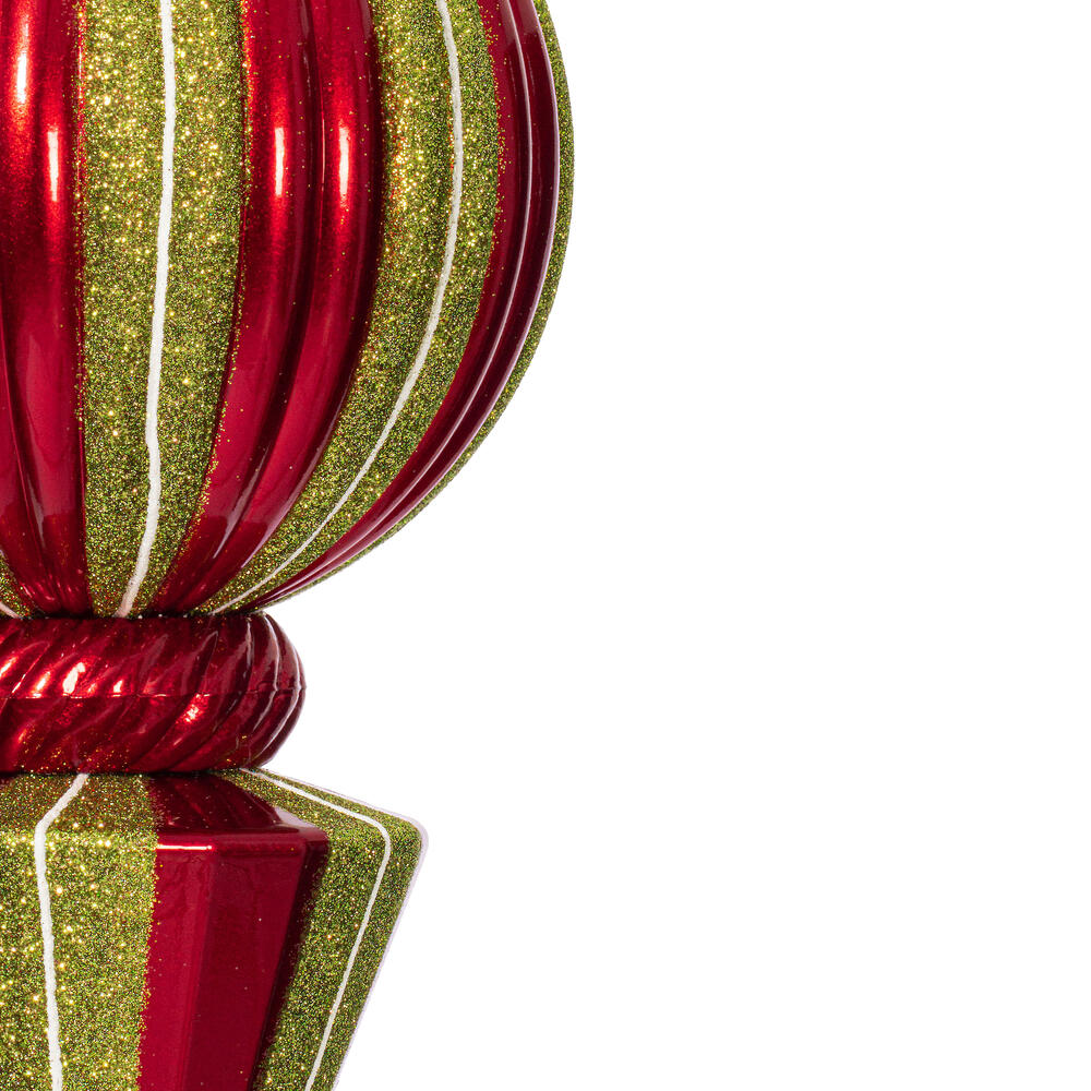 Vickerman 12" Striped Shiny Ball Finial Ornament