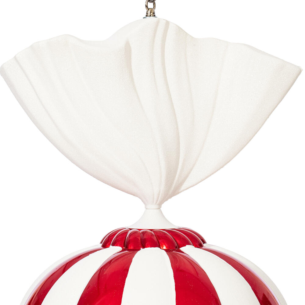 Vickerman Red and White Candy Ornament with Glitter Accents