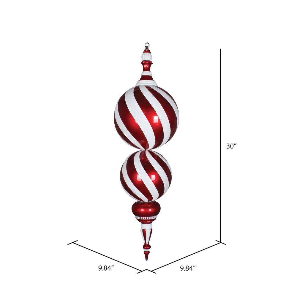Vickerman Red and White Candy Finial Ornament